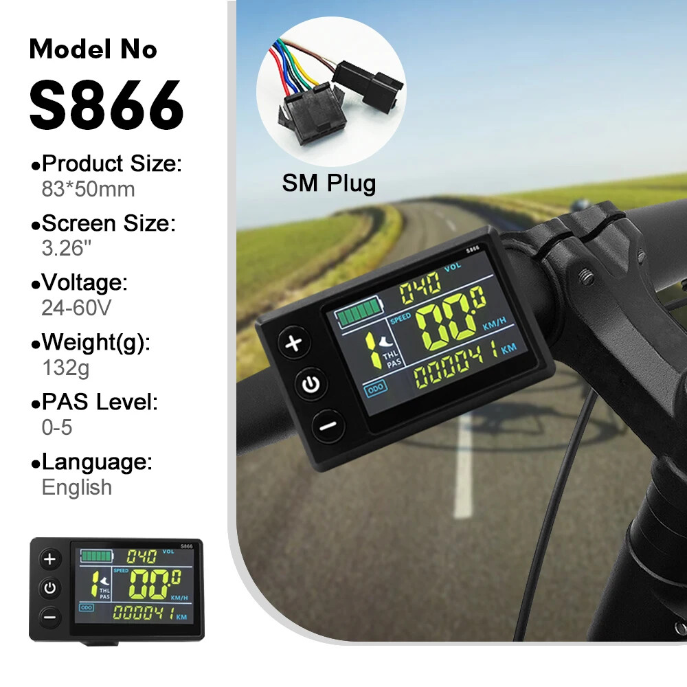 E-bike Display 24V 36V 48V 52V 60V 72V E-bike Colour SM/Waterproof Plug Display