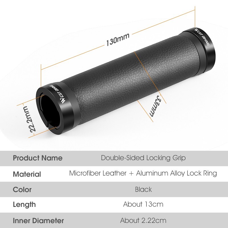 WEST BIKING Leather Bike Grips Lock-on Cycling Bicycle Handlebar Grips Black