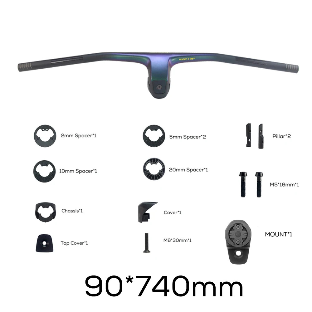 -20° Full Carbon Fibre MTB Bicycle Integrated Cockpit Handlebar 740mm 760mm