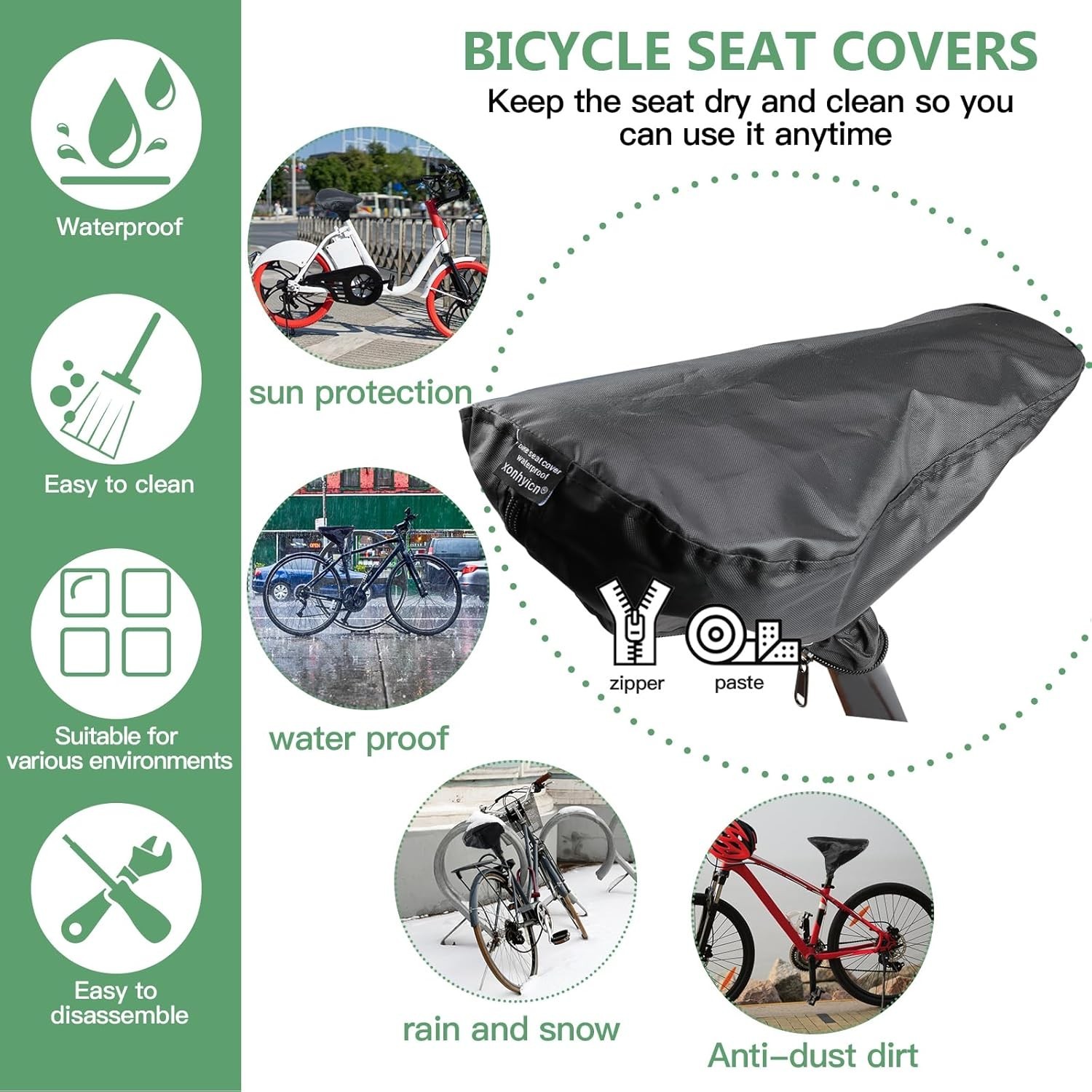 Durable Universal Fit Bike Seat Cover with Double Layer Protection – Black