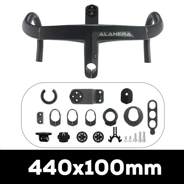 380-440mm Carbon Road Bike Internal Wiring Integrated Bar with Comput Holder