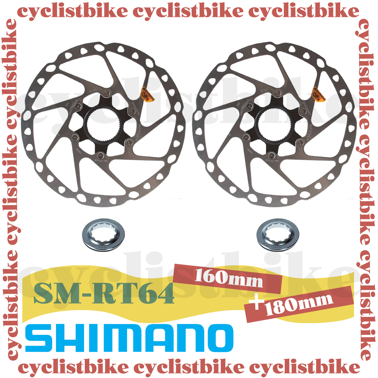 OEM Shimano SM-RT64 Center Lock Disc Brake Rotor Set 160mm+ 180mm