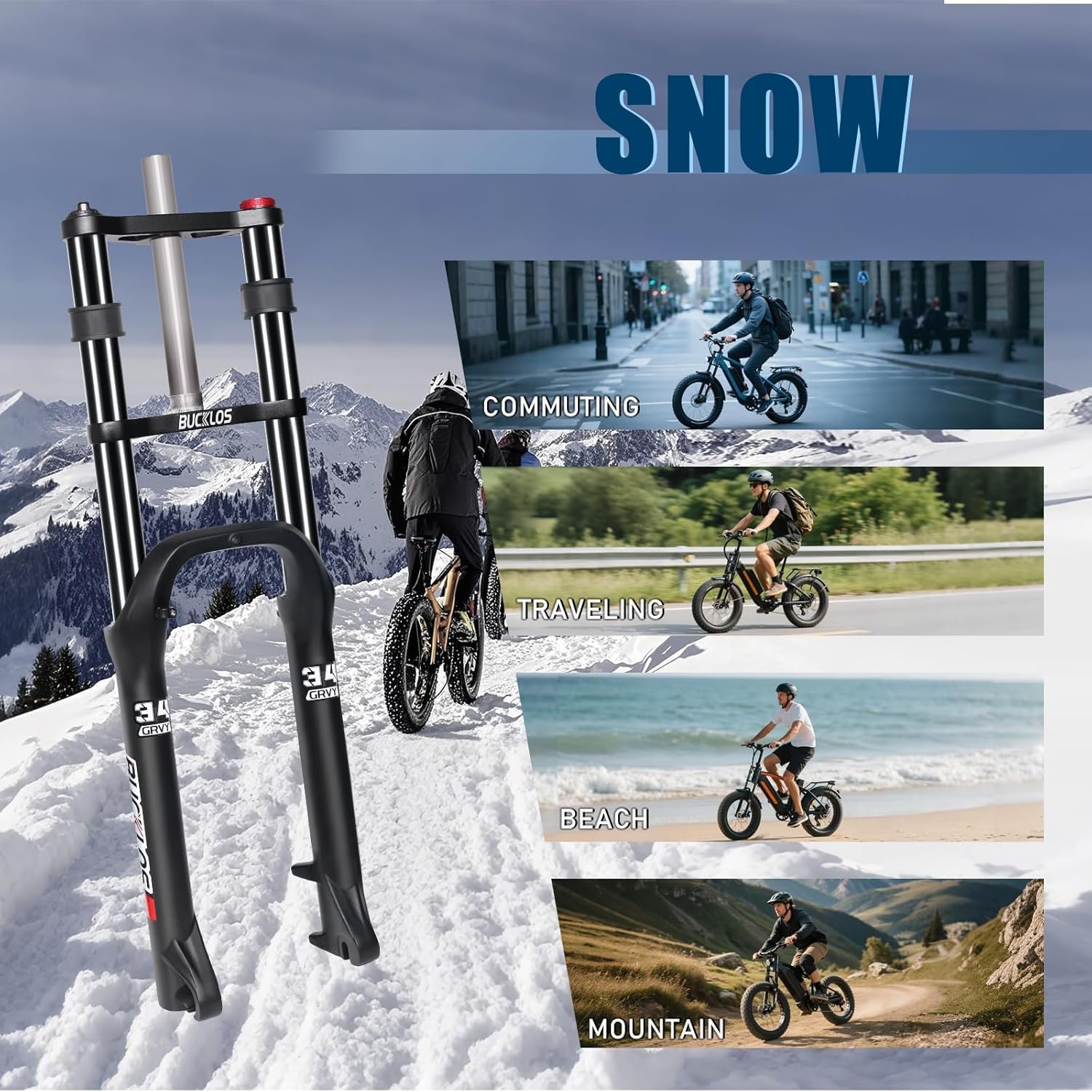 20 Inch Suspension Forks 180mm Travel 9*135mm QR Electric Oil MTB Fat Fork 1-1/8