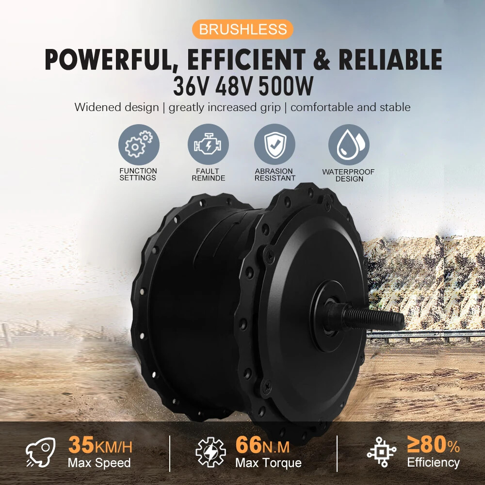 36 48V 500W Brushless Gear Front Motor Wheel for Snow Fat Bike Electric Bicycle