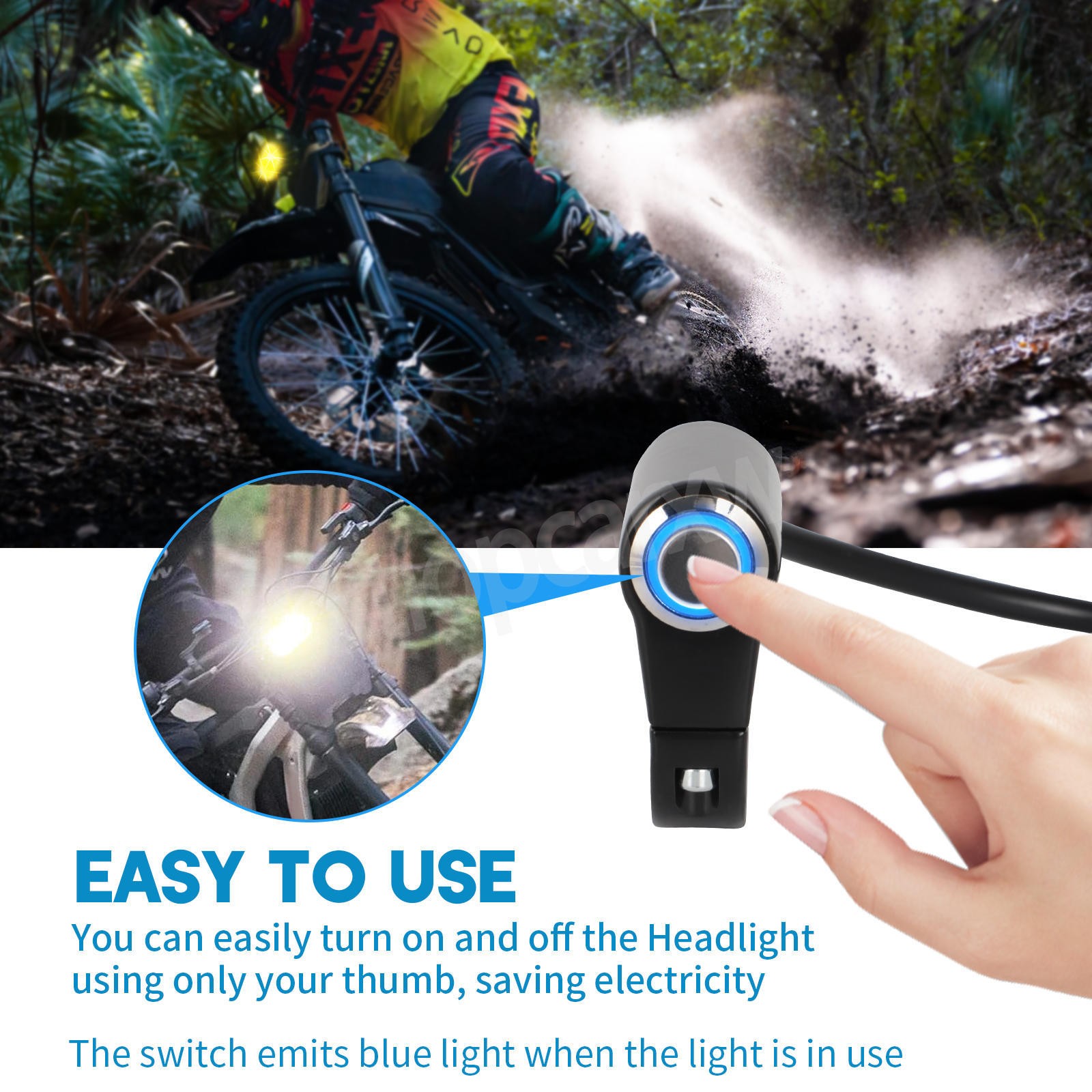 US Headlight Yellow LED Light w/Harness Switch Kit For Talaria Sting R MX4 P-N-P