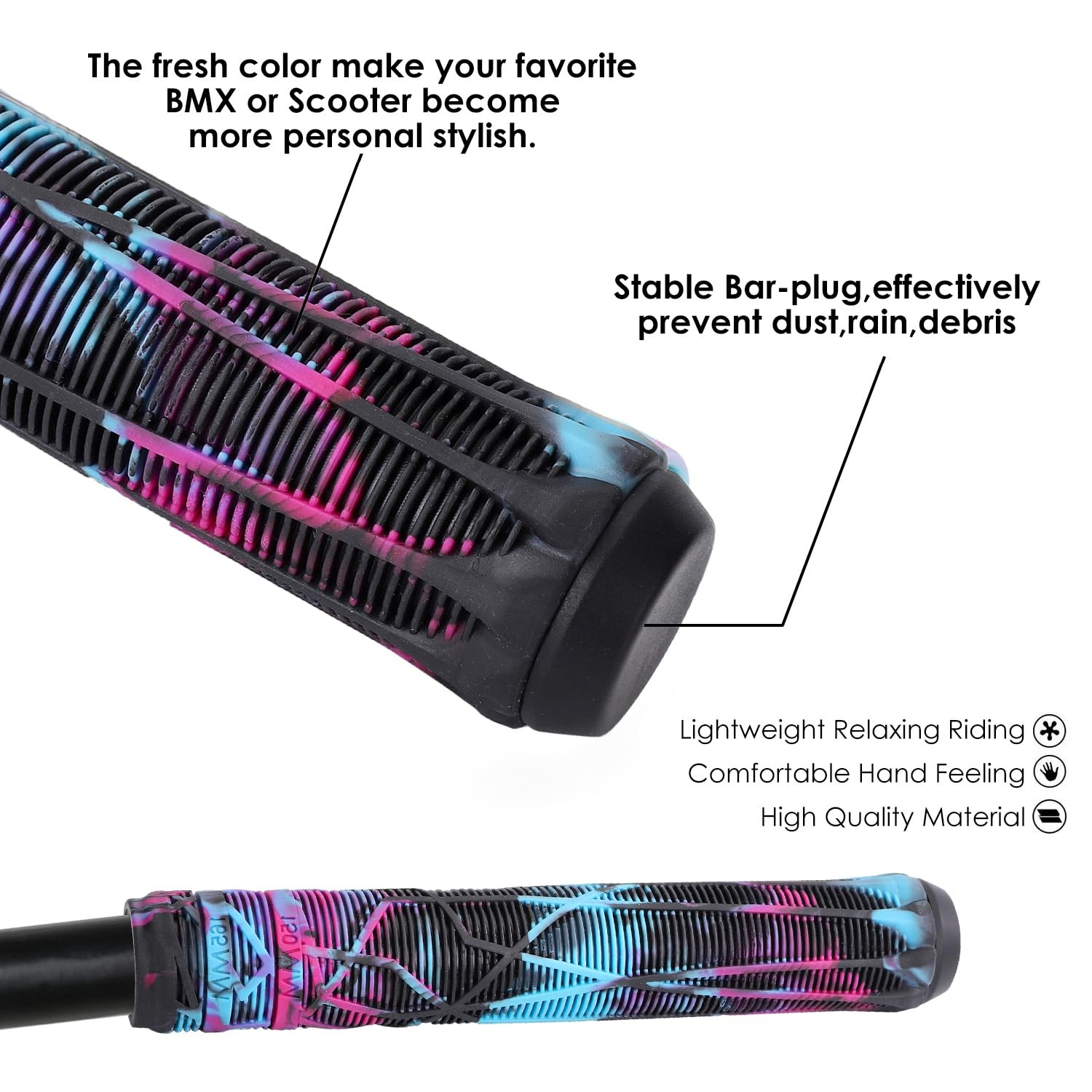 Scooter Grips – Mixed Color MTB & BMX Handlebar Grips | 150/165/180mm with Ea…