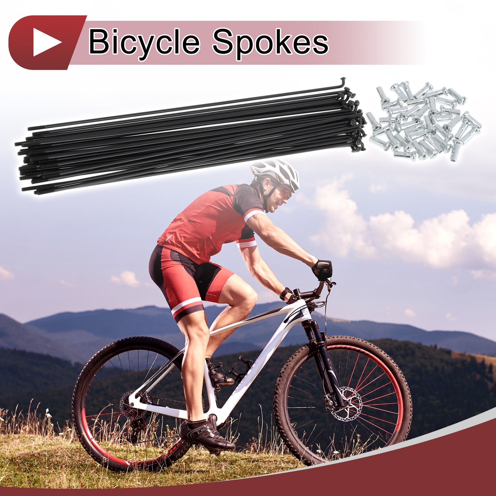 36 Set 14G Bicycle Spokes 197mm Bike Wheel Spokes Carbon Steel Black