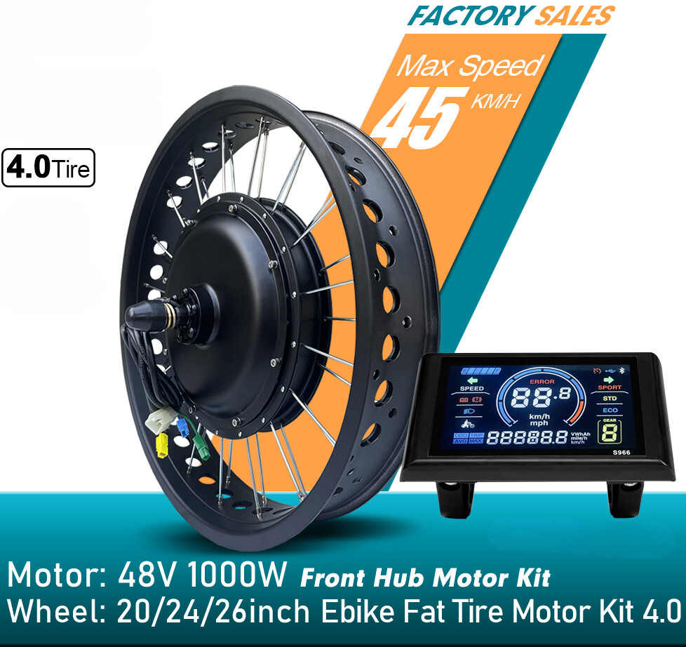 1000W 20/24/26Inch Snow Fat E-bike Motor Kit Brushless Gearless Front Hub Motor