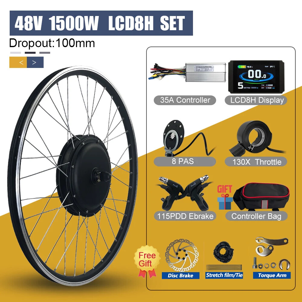 Electric Bicycle 48V 1500W Front Brushless Hub Motor Wheel Kit 20-29 Inch 700C