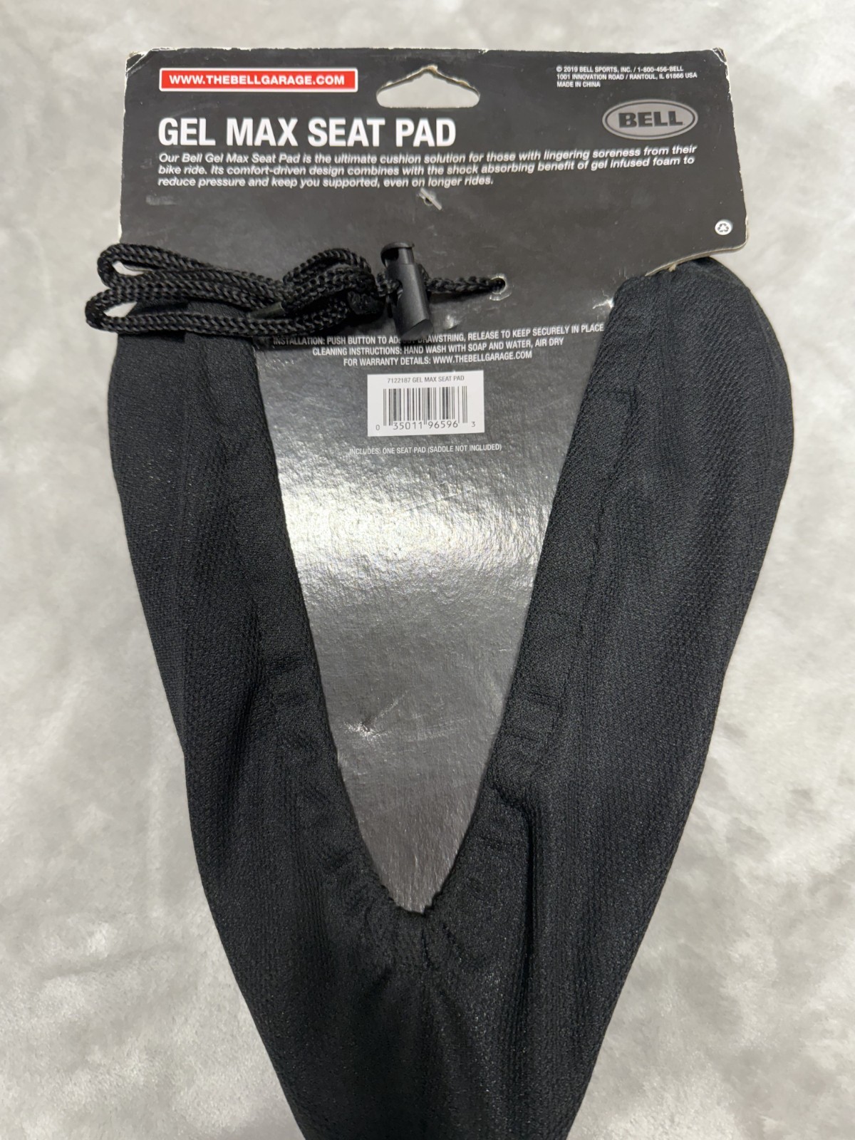 Bell 650 Gel Max Bike Seat Pad Black Comfort Channel Drawstring Close, NEW