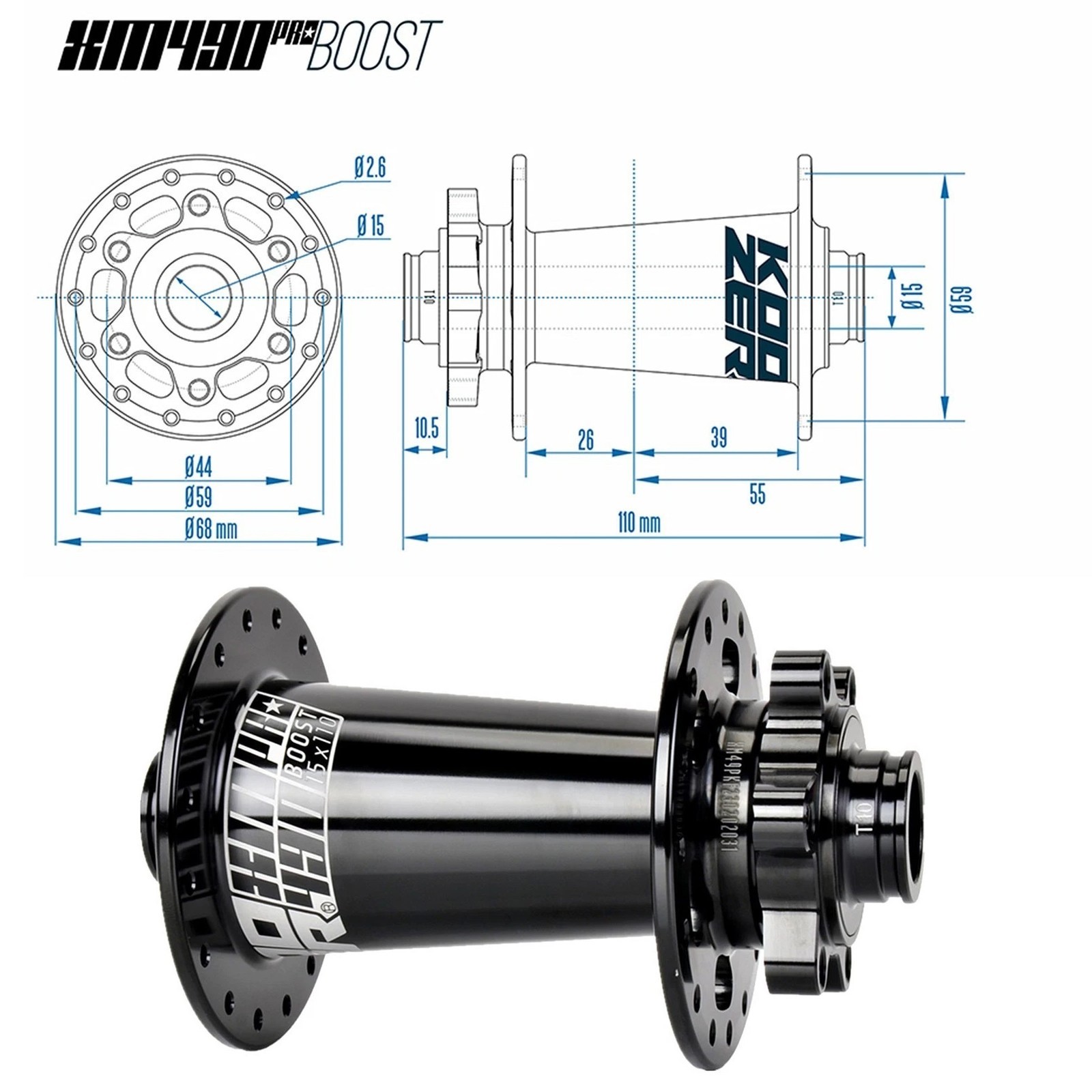 XM490 PRO Boost MTB Hub 15x110mm/12x148mm 32H Thru Axle Dics Brake for 8-11 S