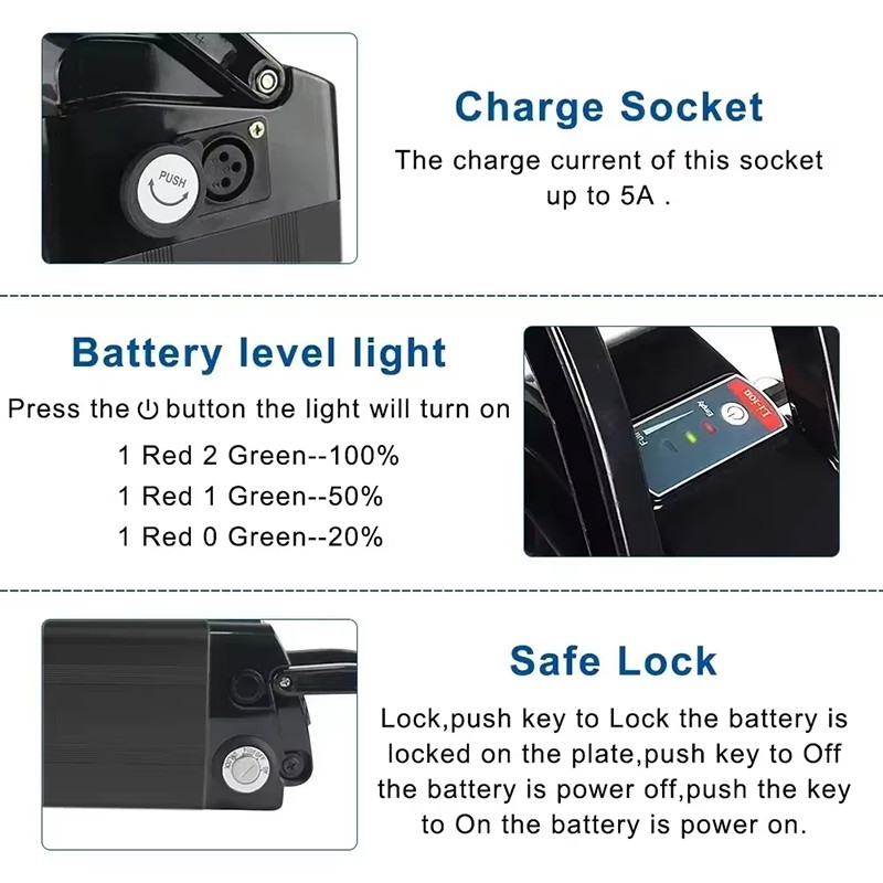 48V 15Ah Rear Rack Li-Ion Lithium Battery for 48V Electric Bike