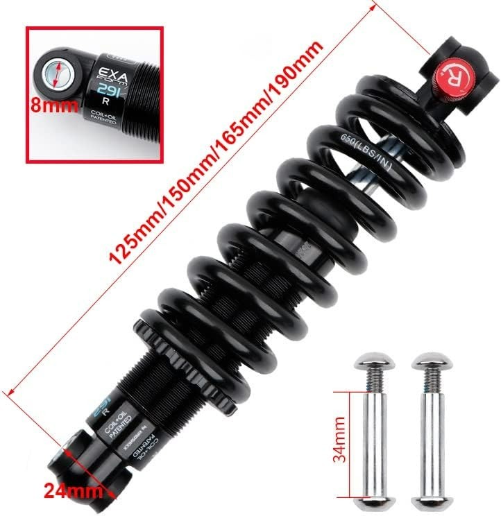 Coil+Oil Shock Absorber Adjustable Damping Hydraulic Rear Shocks For MTB/E-Bike