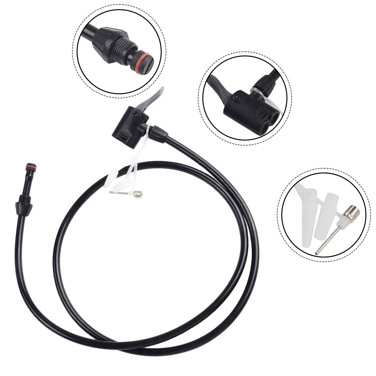 Convenient 125cm Bicycle Pump Tube Hose Extension for Multiple Nozzles