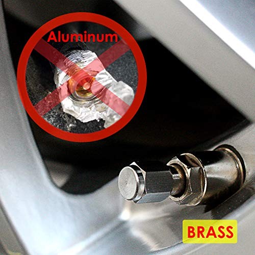 Brass (8 Pack) Tire Valve Caps Silver, Premium Metal Rubber Seal Tire Valve