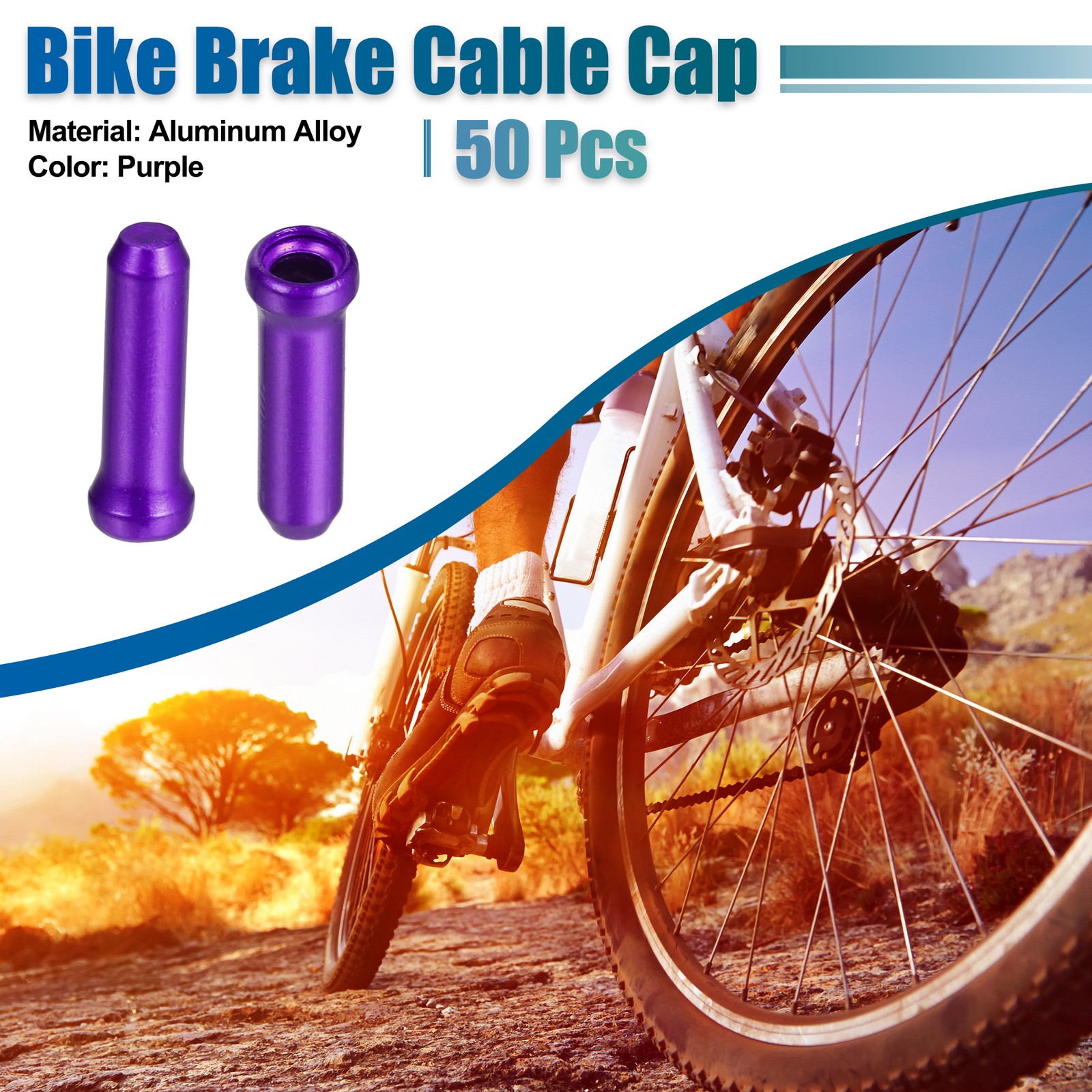 50pcs Bike Brake Cable Cap Bicycle Shifter Brake Gear Inner Cable Cap Purple