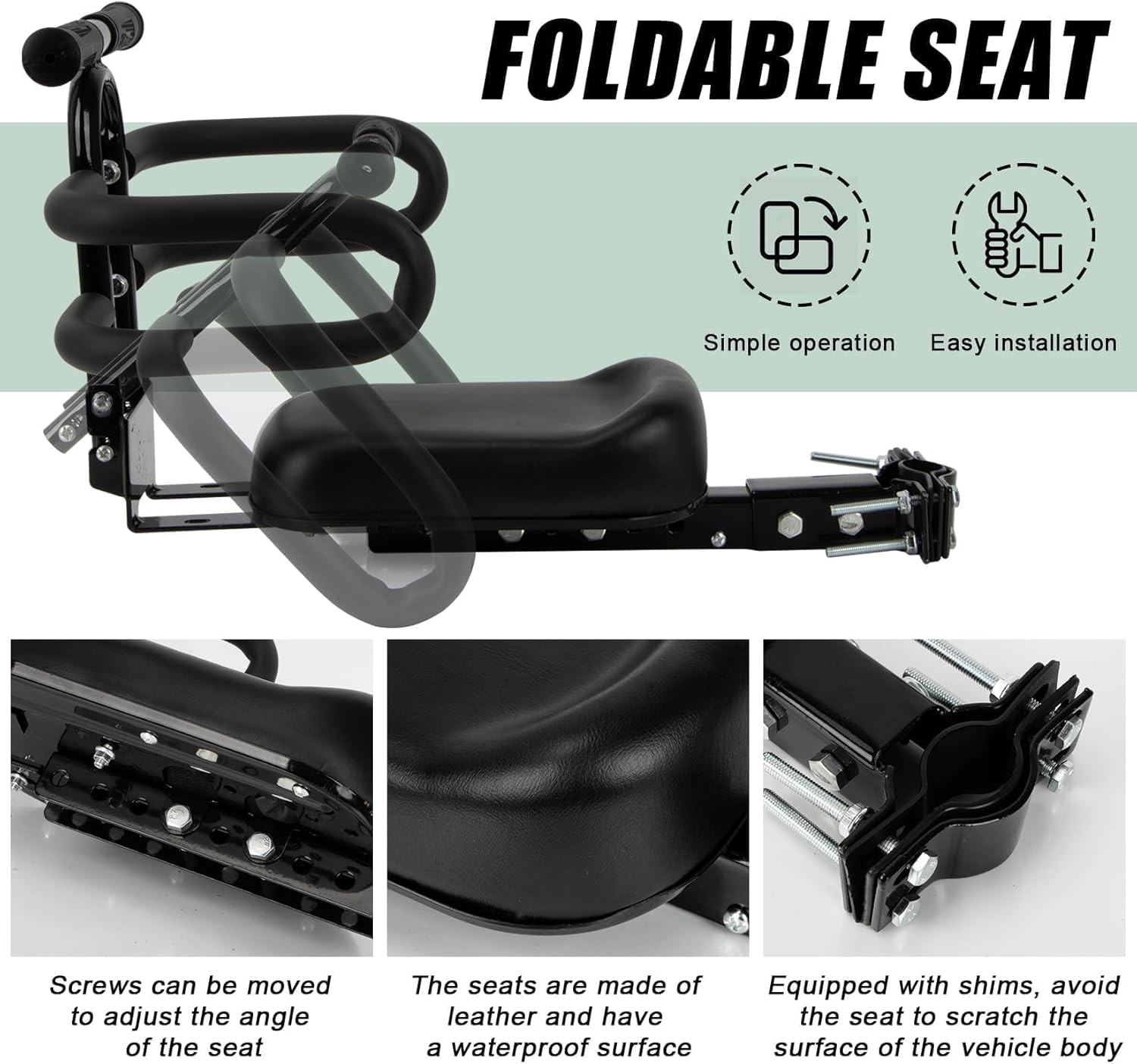 Tandem Bike Seat for Adult Bike & Electric Scooter Adjustable 35mm-65mm Inner