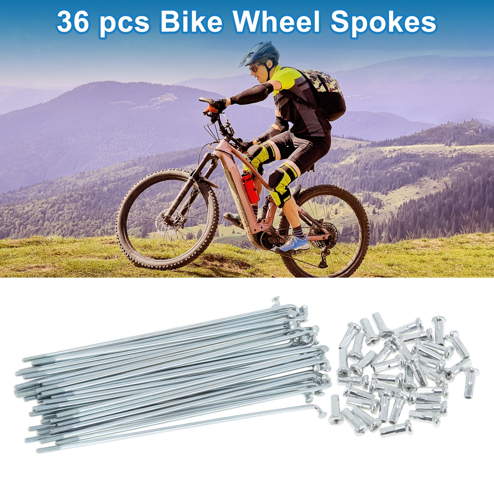 36 Set 14G Bicycle Spokes 119mm Bike Wheel Spokes Galvanized Carbon Steel