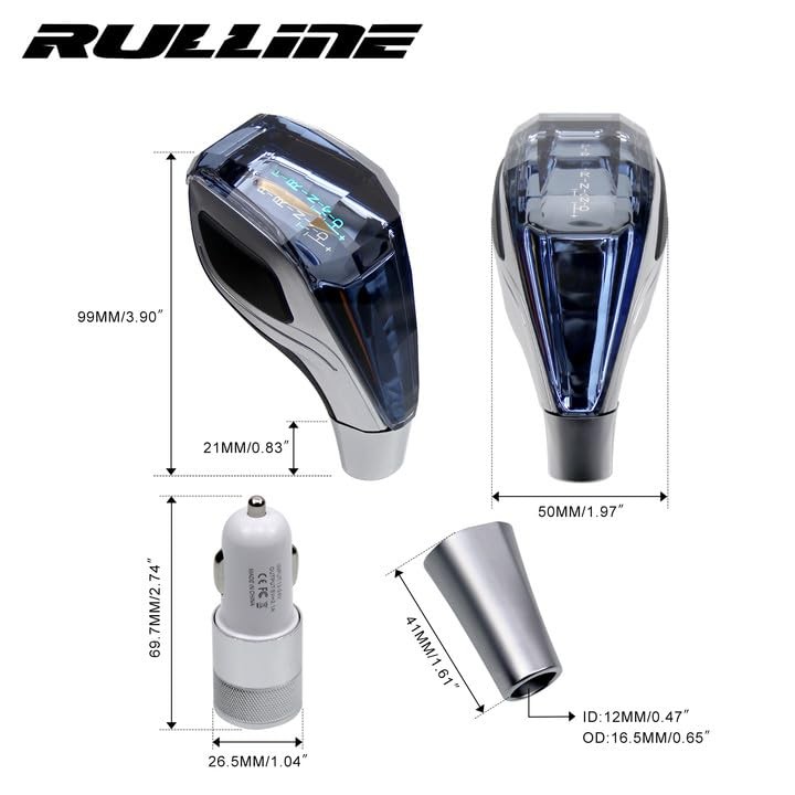 Touch-Activated LED Illuminated Crystal Gear Shift Knob Compatible with Most