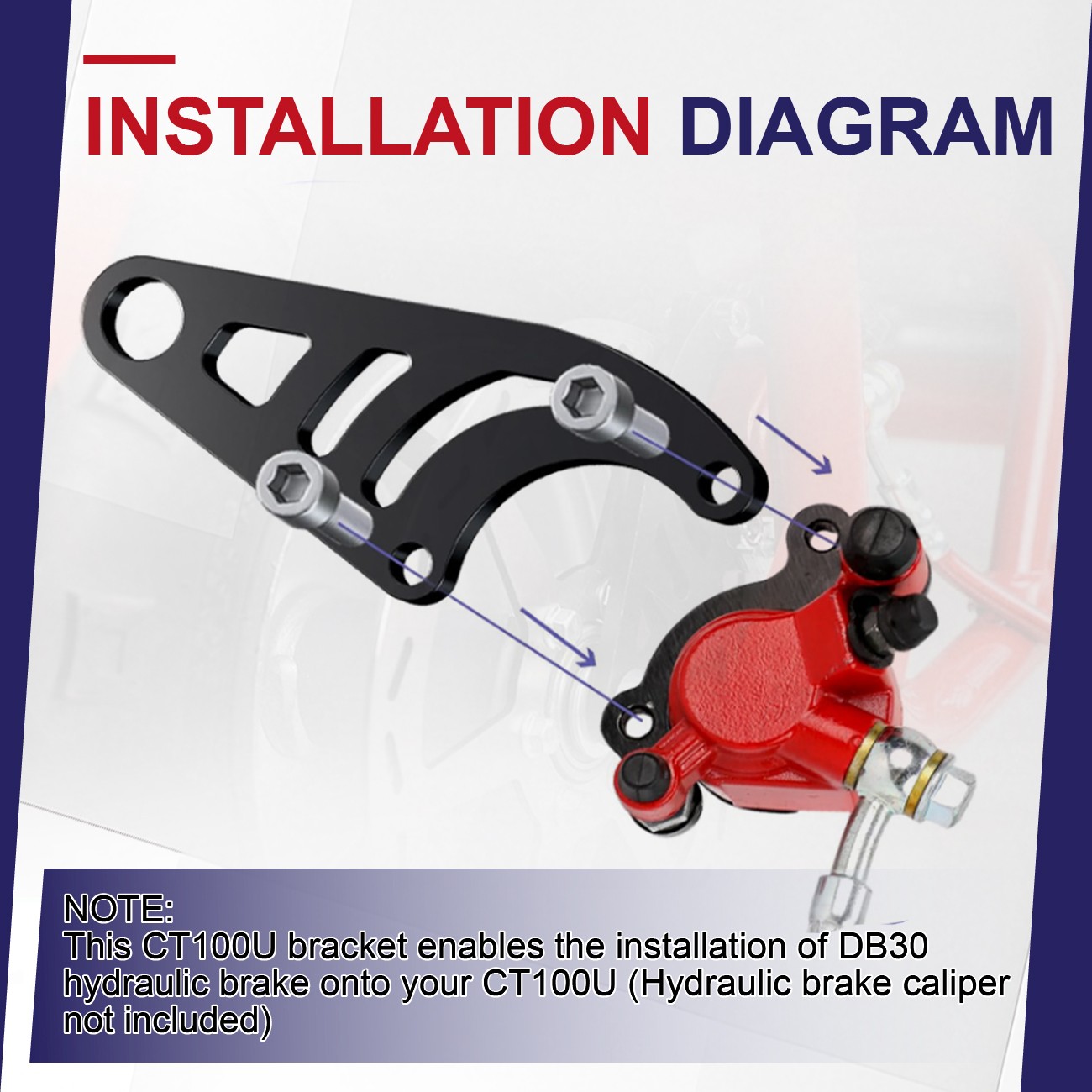 Mini Bike Hydraulic Brake Bracket Kit For Coleman CT100U 98cc 3.0HP Minibike