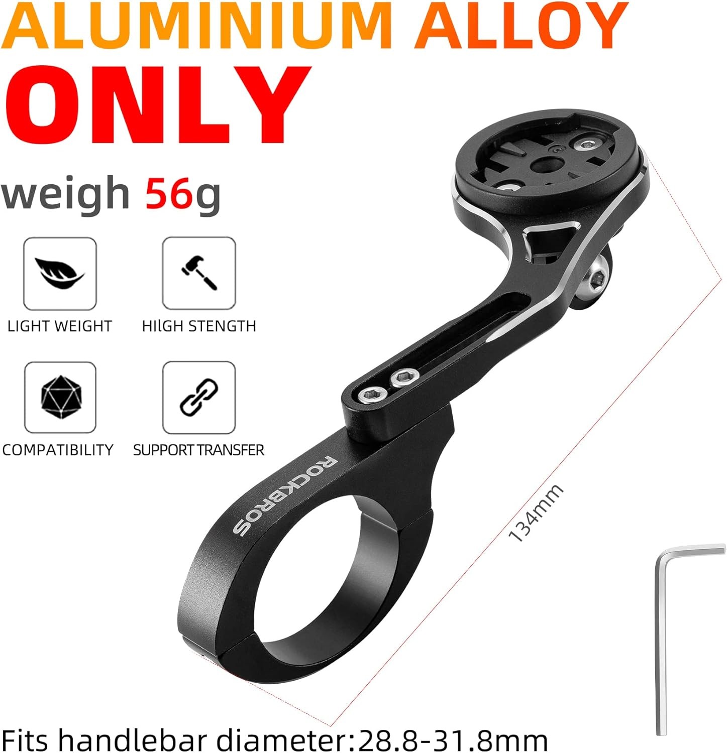 ROCKBROS Out Front Bike Mount Cycling Computer Mount for Garmin, Bryton, GoPro