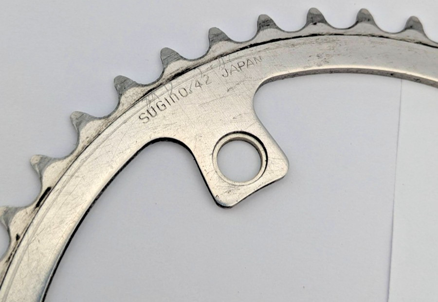 SUGINO 42 TOOTH JAPAN CHAINRING 110MM BCD SILVER 5-ARM ALUMINUM 42T