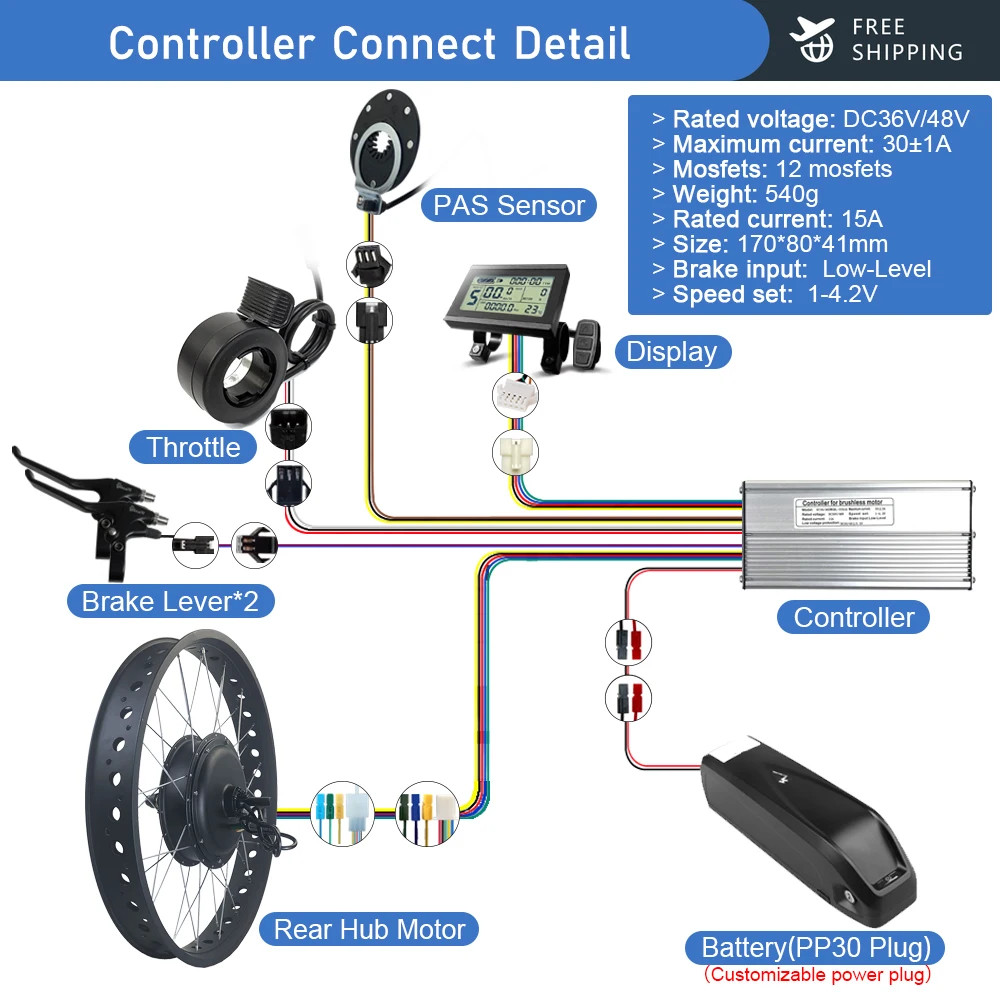 Snow E-bike Conversion Kit 48V 1000W Rear Rotate Hub Motor Wheel 20er 24er 26er