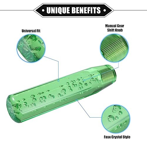 Gear Shift Knob Stick, 20cm Faux Crystal Transparent Bubble Gear Shifter Green