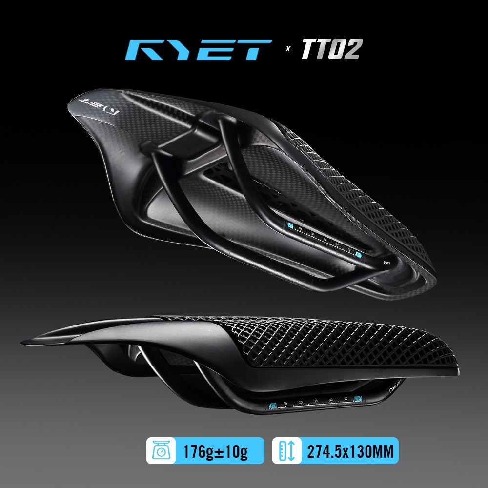 Full Carbon 3D Printed Triathlon Saddle Short Nose Wide Aero Design Carbon Shell
