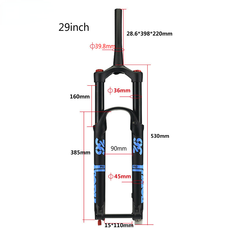 27.5 29″ Bicycle Air Fork Suspension Tapered Damping Rebound Adjustment 110*15mm