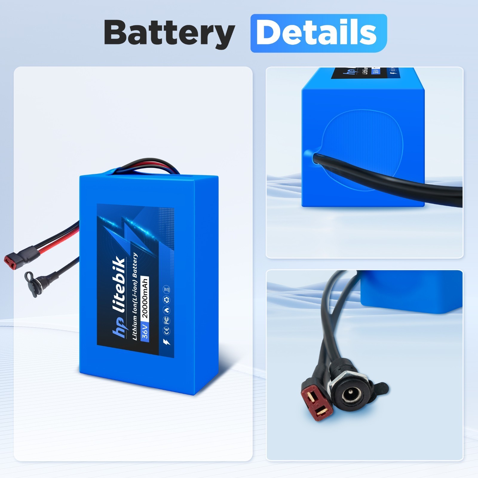 36V eBike Battery 36V 20Ah Lithium Battery For Electric Bicycle 100W-1000W Motor