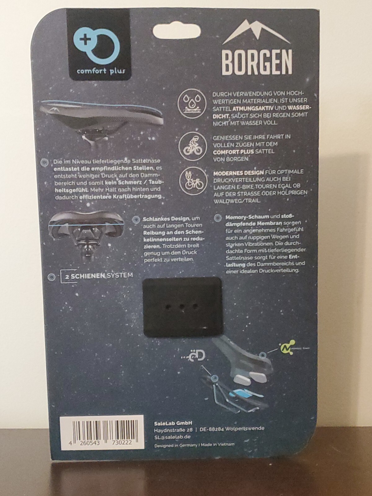 Borgen Comfort Plus Memory Foam Double Contact Bike Saddle – Black – New