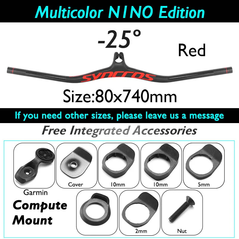 Carbon Integrated MTB Bicycle Handlebar with Stem 60-110mm -8/-17/-25 Degree