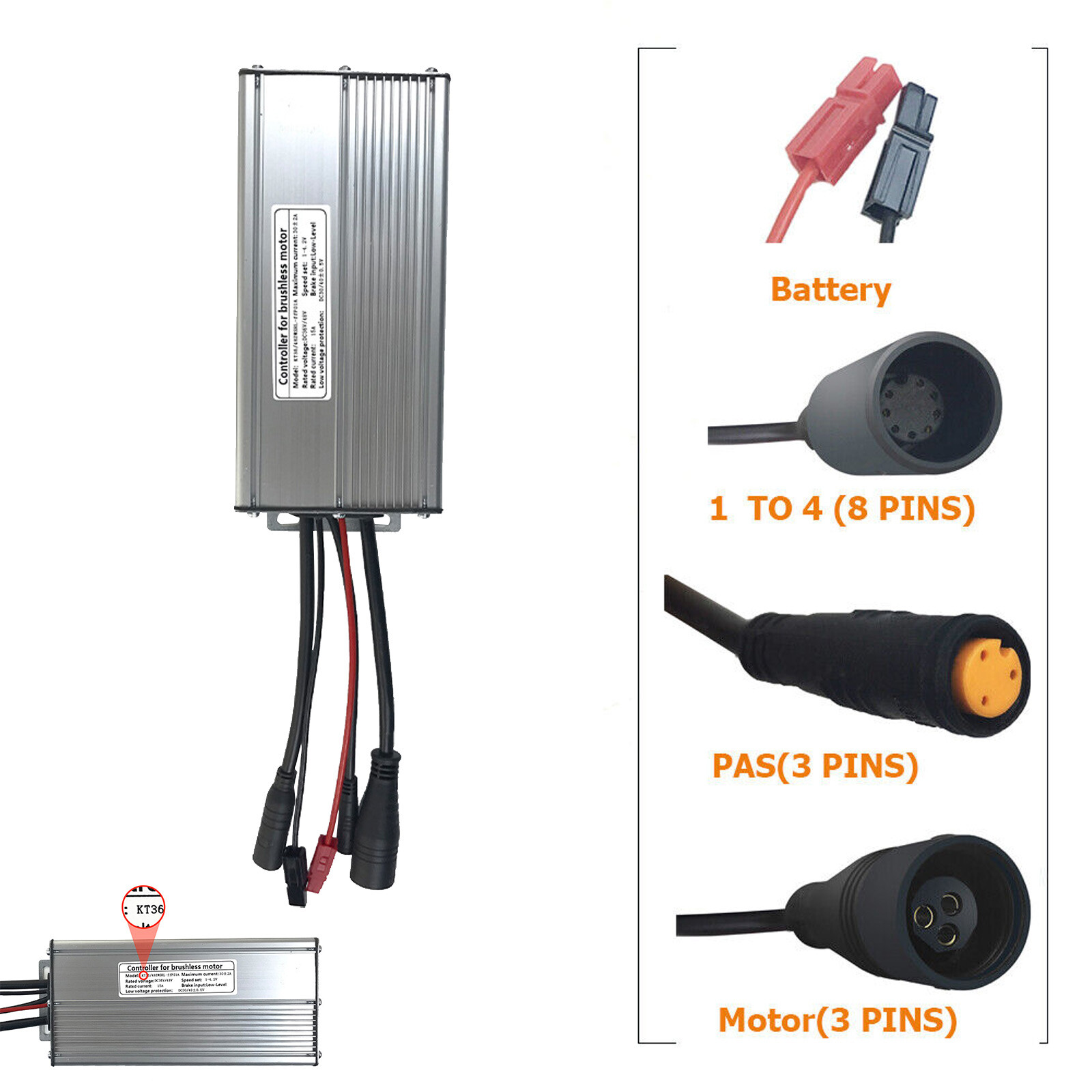 30A 36V 48V KT Waterproof Controller For 1000W 1500W E-bike Brushless Motor