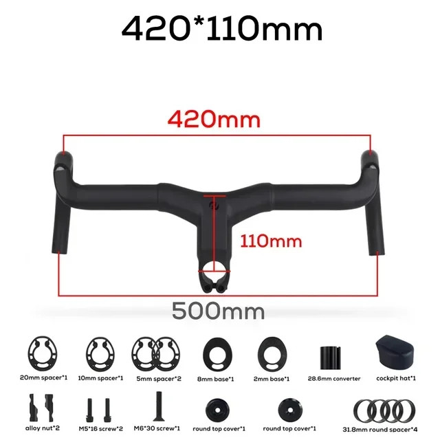 -6 Degree Carbon Fiber Gravel Road Bike Drop Bar Full Internal Cable Routing