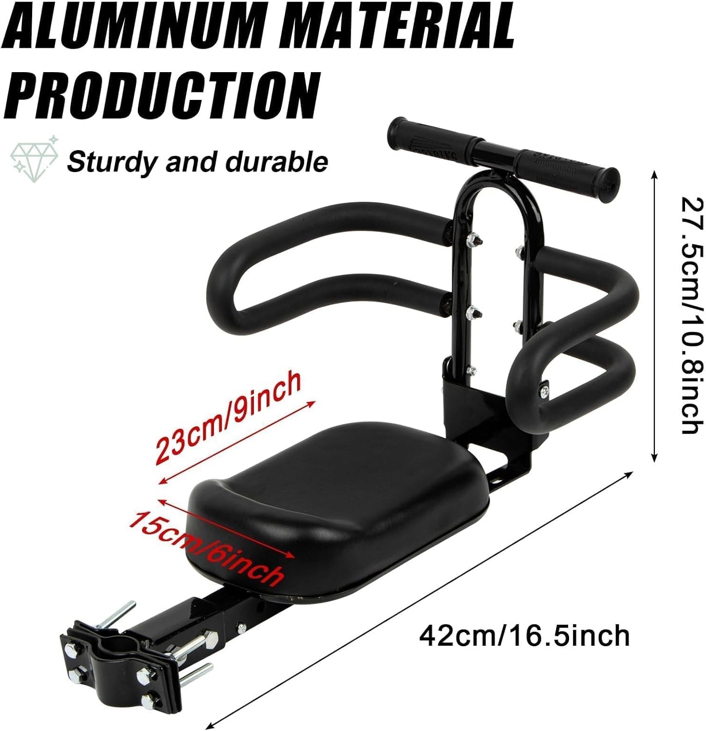 Tandem Bike Seat for Adult Bike & Electric Scooter Adjustable 35mm-65mm Inner