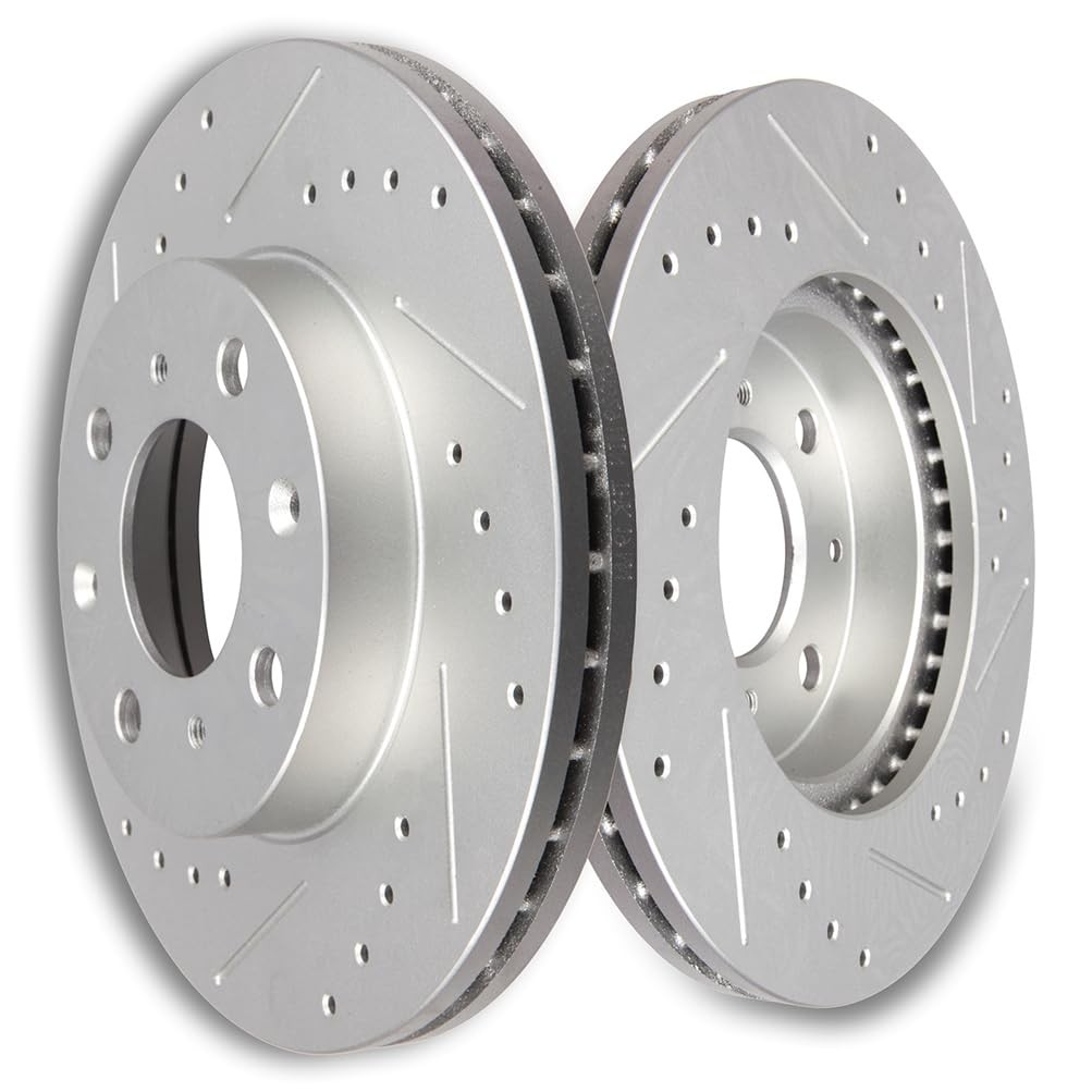 Scitoo Brakes Rotors 2Pcs Front Drilled Slotted Discs Brake Rotors Brakes Kit