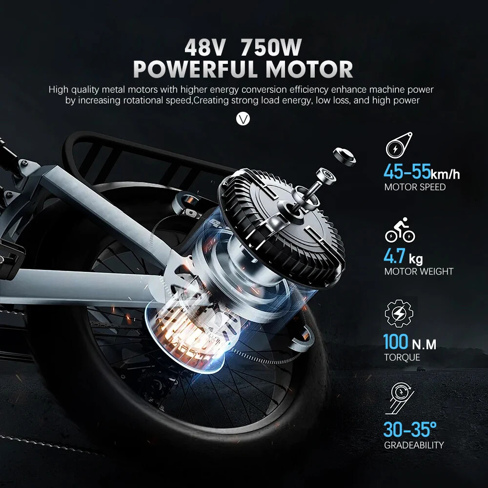 E-bike Conversion Kit 48V 750W Brushless Rear Hub Motor Wheel 20-29Inch 700C