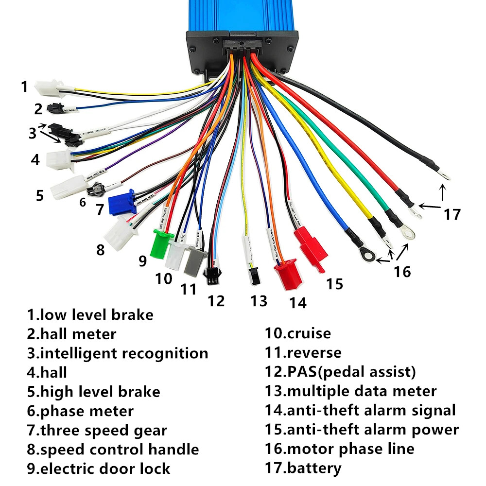 48V 60V 72V 1500W 3000W Brushless Controller 18mos 50A EBike/Tricycle/Motorcycle