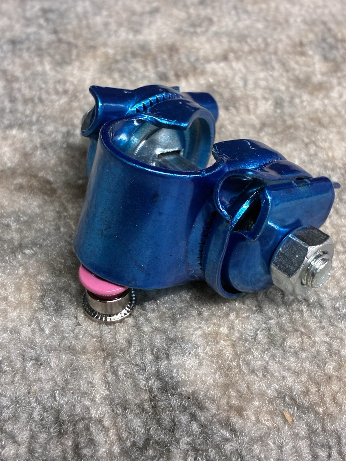 Saddle Clamp Seat Guts Ano Blue Single Rail Old School Bmx