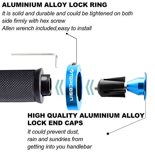 Double Lock Bicycle Handlebar (Aluminum Lock Plug+grips) Light blue 1 Pair