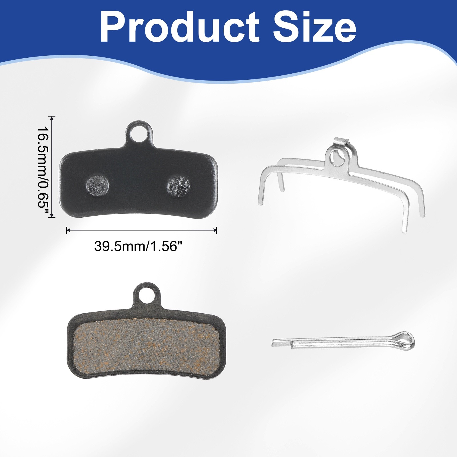 Disc Brake Pad 1.56″ x 0.65″ Bike Brake Pads with Spring and Pin, Black