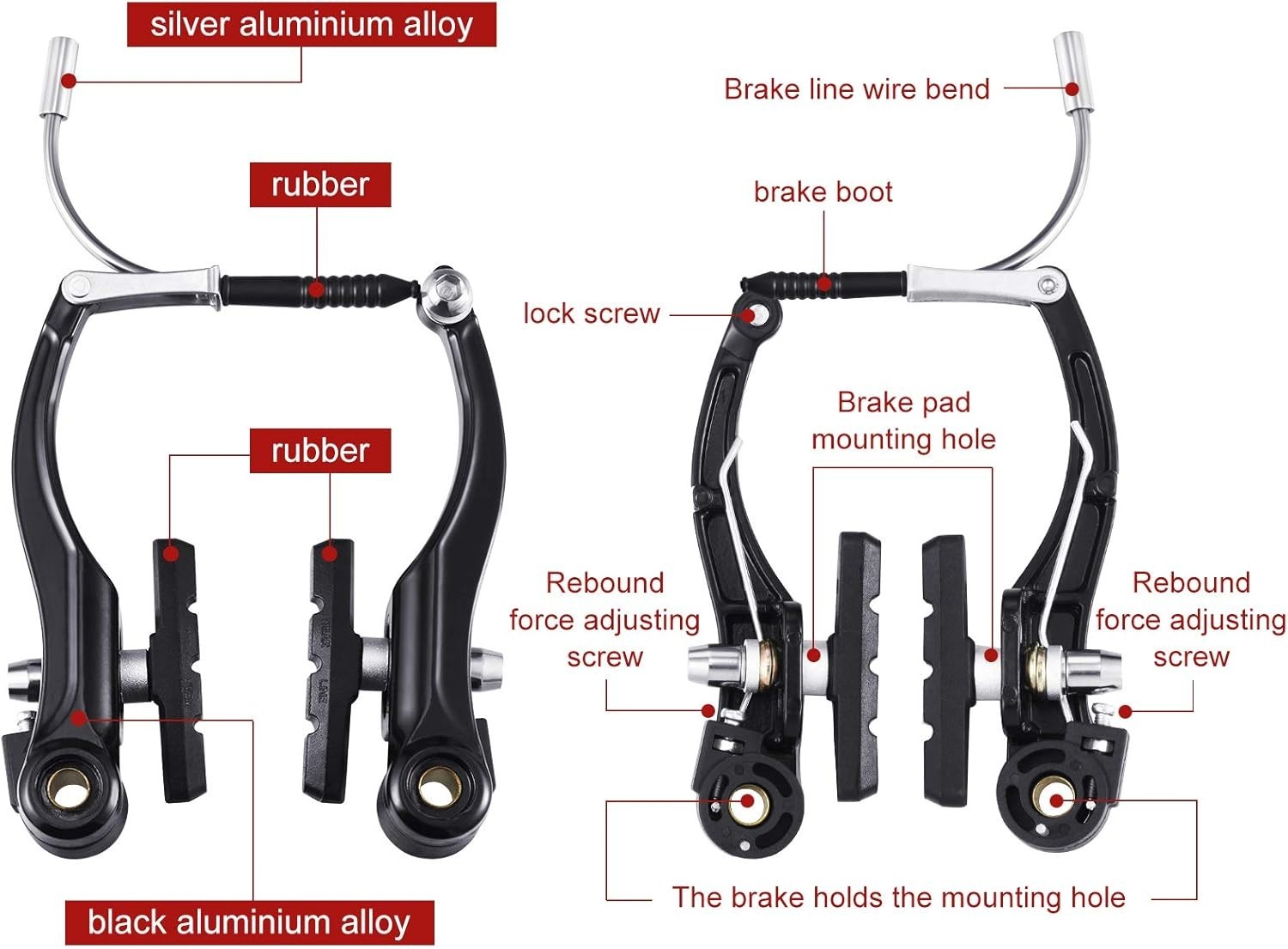 Boao Bike Brake Set Black for MTB Front Rear Braking