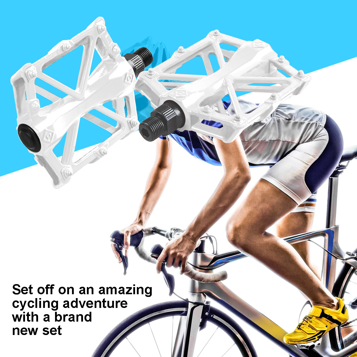 1Pair 9/16″ Bike Pedals Mountain Road Bicycle Flat Platform Non-Slip MTB Cycling