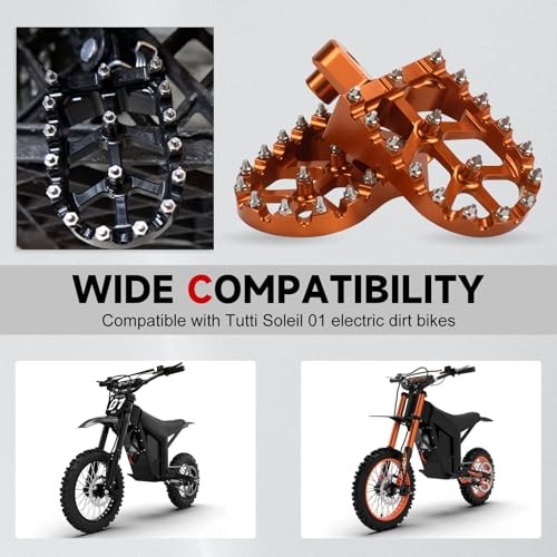 Dirt Bike Foot Pegs for Tutti Soleil 01 CNC T7075 Wide Footpegs Anti Orange