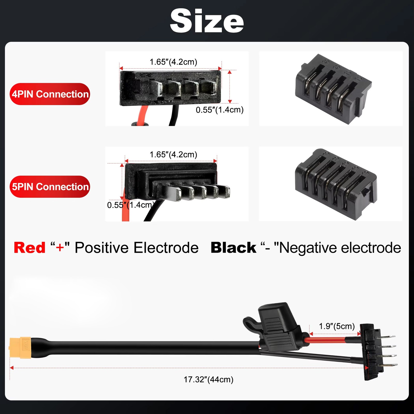 Ebike 4/5/6 Pin hailong Battery Power Connector Plug , XT60 Male & Female cable