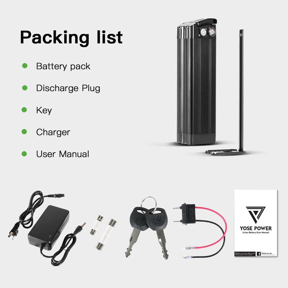 Silverfish Ebike Battery 36V 17Ah Lithium Electric Bike Battery for 200W-900W