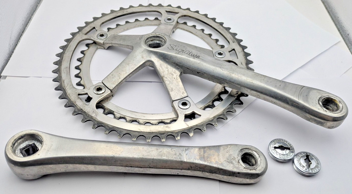 SAKAE SR SIGNATURE CRANKSET 175MM 42T 52T SILVER ALUMINUM DOUBLE JAPAN