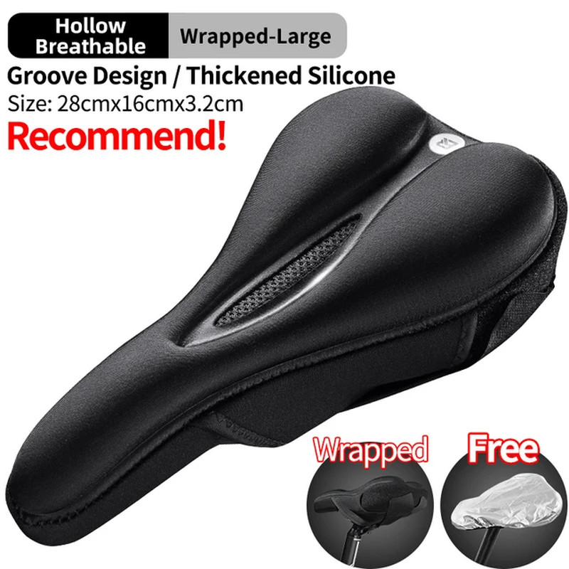 Silicone Bicycle Saddle Hollow Breathable MTB Bike Seat Cushion Cover Mat Silica