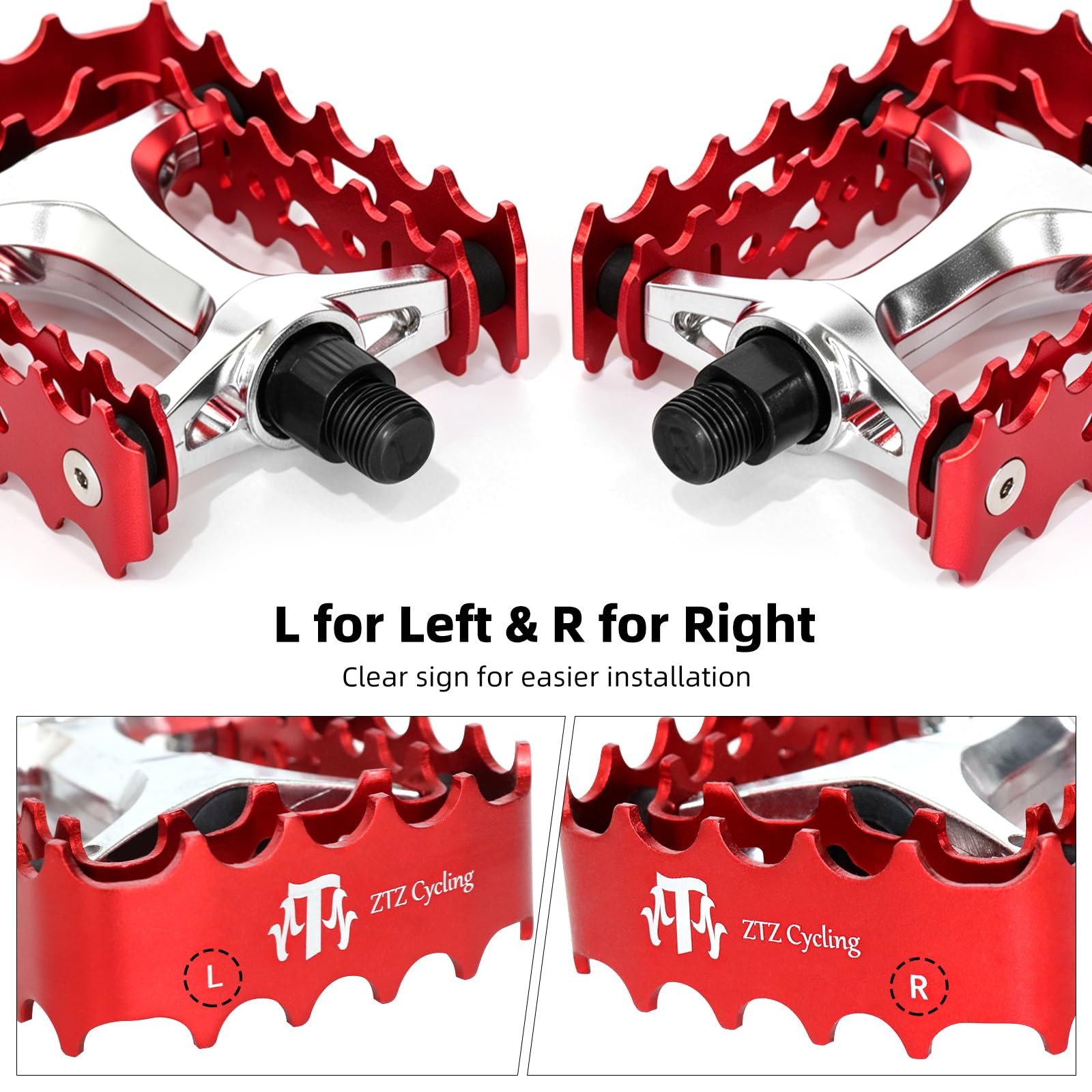 Ztz Mtb Pedals Mountain Bike Pedals 9/16 Sealed Bearingaluminum Antiskid